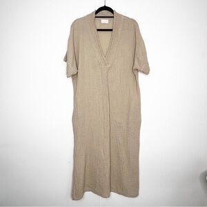 Honest Cotton Gauzy Tan Beige Tulum Dress One Size